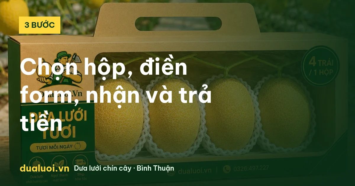 Hộp dưa lưới 4 trái đặt online, 3 bước nhận hàng COD