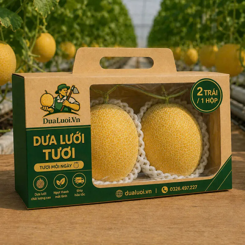 Hộp quà dưa lưới chín cây cao cấp dualuoi.vn